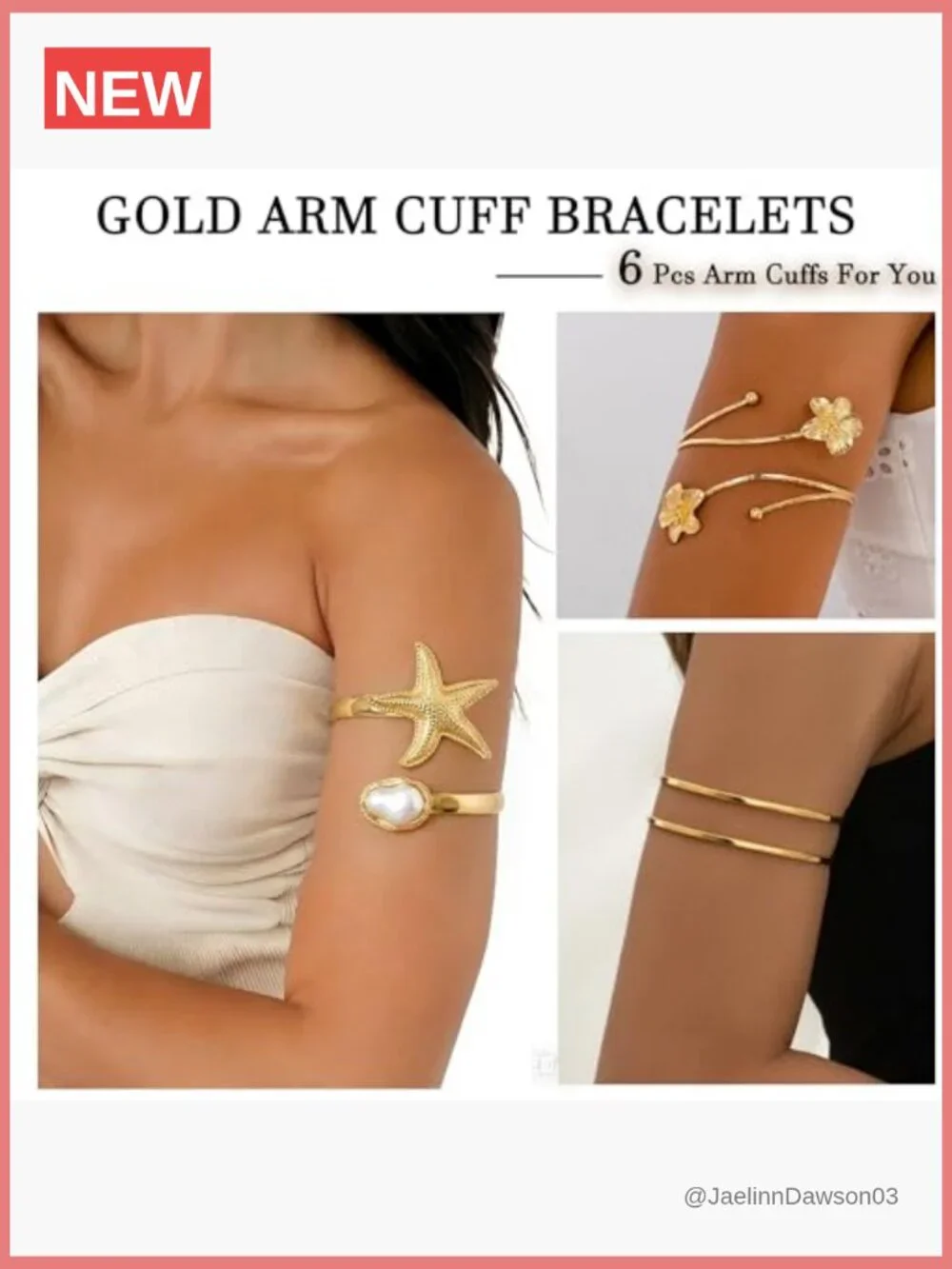 6 Piece Gold Cuff Bracelet Set, Boho Upper Arm Bangle Stackable Jewelry